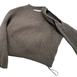 ASTR THE LABEL Women's Designer Mud Cold Shoulder Ribbed Cropped Wool Sweater M